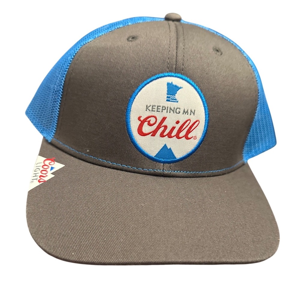 Coors Light Keeping MN Chill Trucker Hat Snapback Grey Blue Minnesota Beer Cap